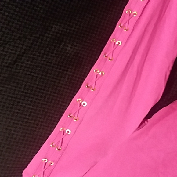 RALPH LAUREN Fuschia Lace-up Boat Neck Top - Picture 3 of 3